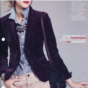 J Crew Velvet Blazer, Size 6/8 Small EUC